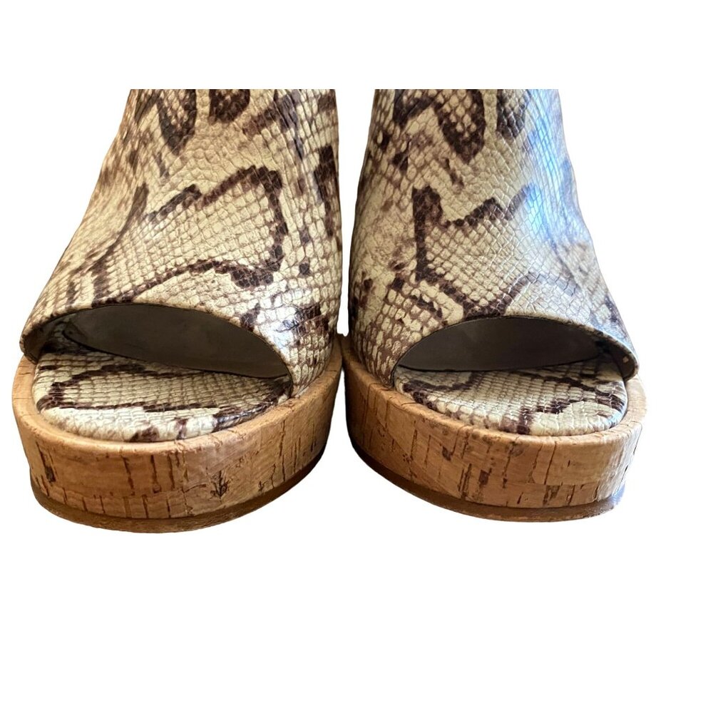 Vince Camuto Chaisen SNAKESKIN Leather Slide Platform Cork Wedge Size 9M Women - Picture 4 of 6